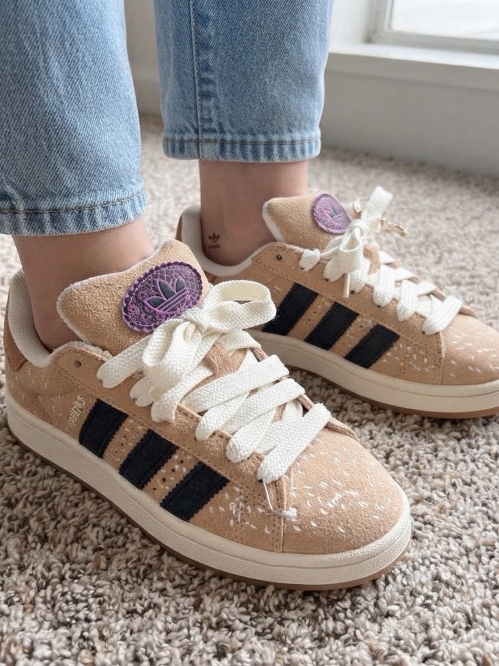 Adidas Campus 00s Sesame Core Black Cloud White Youth Size 4.5 / EU 36.6